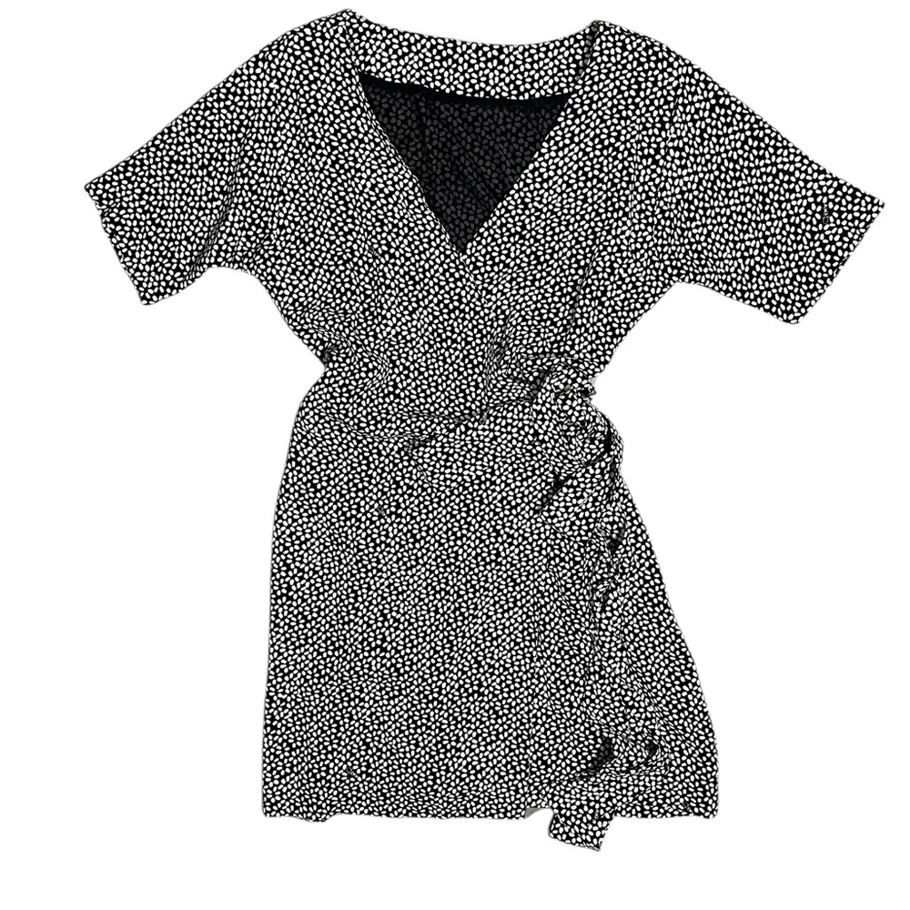 Diane Von Furstenberg shannon v neck floral abstract mini silk wrap dress - Picture 3 of 9